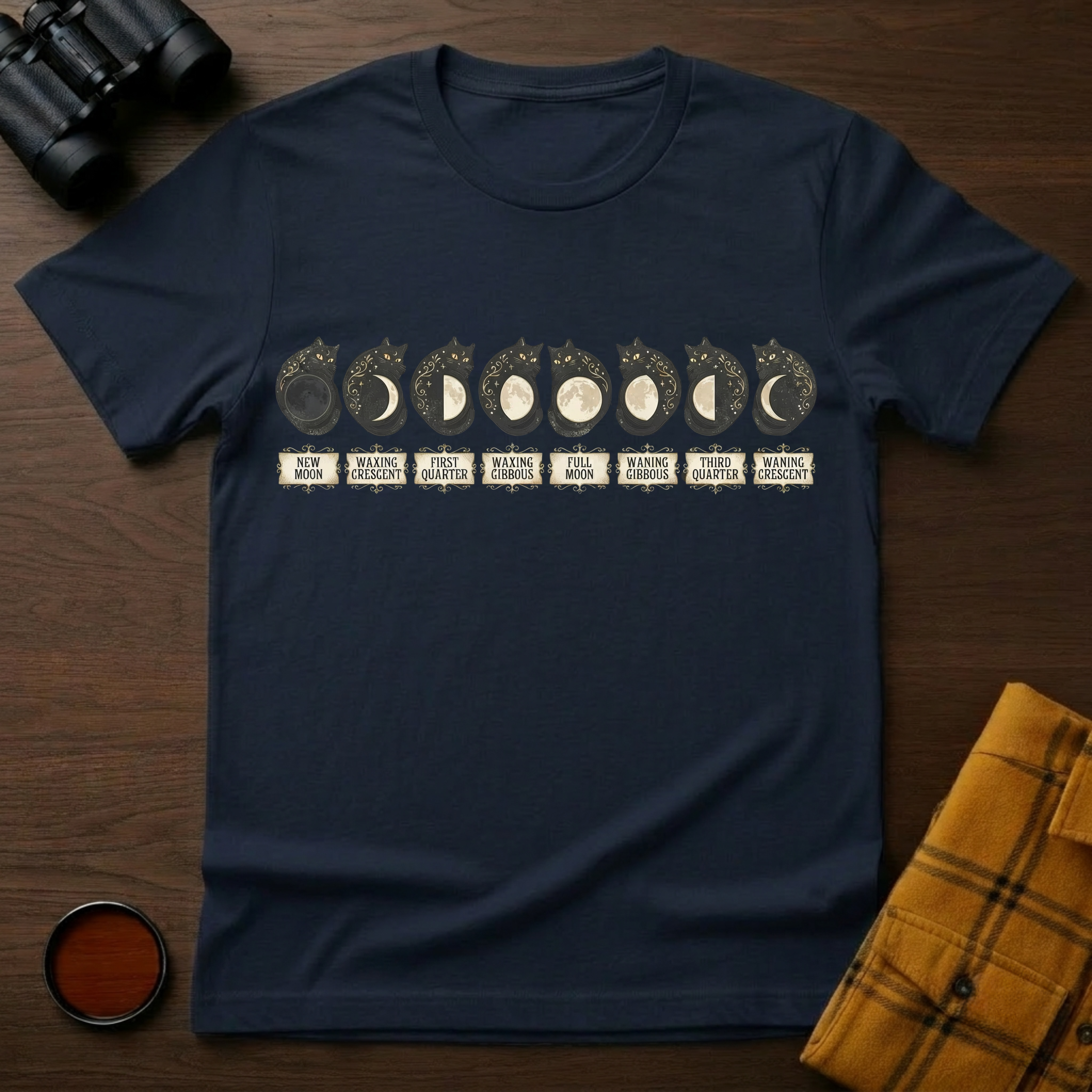 Moon Phases Cat T-Shirt